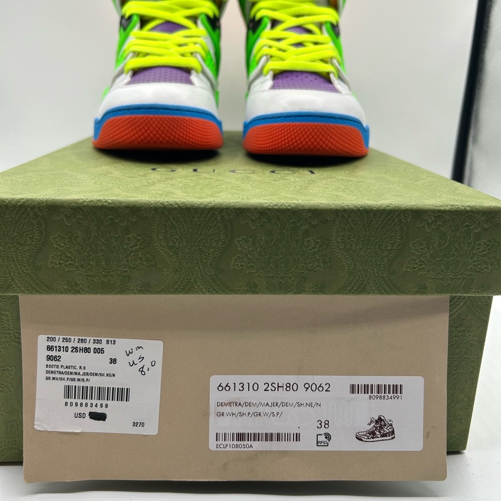 Gucci Basket High Top Women Sneaker in Multi C Distressed Demetra Size US 8 New - Picture 10 of 11